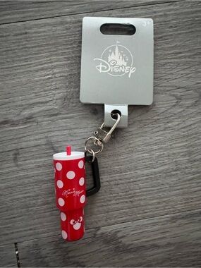 Disney Red and White Polka Dot Minnie Mouse Tumbler Keychain Charm